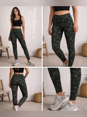 Fabletics Camo Leggings Womens Small Dark Gray High Rise Athletic Yoga
